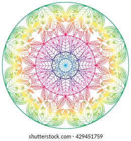 Rainbow mandala circular abstract floral decorative ornament print pattern vector illustration