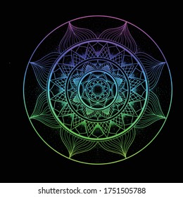 rainbow mandala design for business cards. invitation. beautiful mug. and decoration