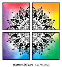 Rainbow mandala quadrants
