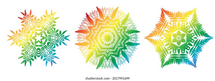 Juego de Mandala Arcoiris. Colección de patrones hindúes, marroquíes, españoles, turcos, paquistaníes, otomanos