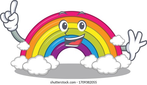 rainbow mascot character design with one finger gesture