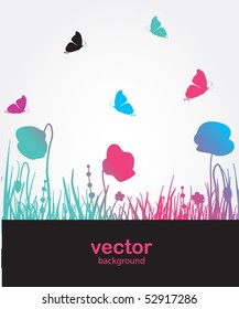 Rainbow meadow. Vector background