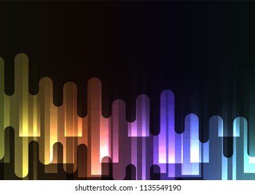 rainbow melt overlap square in dark background, layer motion backdrop, simple technology template, vector illustration