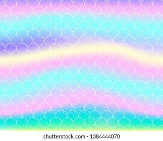 Rainbow Mermaid Background. Fish Tail With Scales. Unicorn Pattern. Vector Illustration.