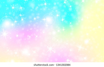 Rainbow mermaid background. Unicorn pattern. Color princess background. Christmas rainbow backdrop. Vector illustration.