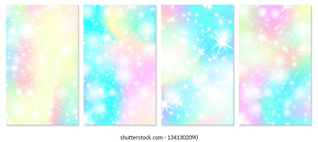 Rainbow mermaid background. Unicorn pattern. Christmas rainbow backdrop. Vector illustration.