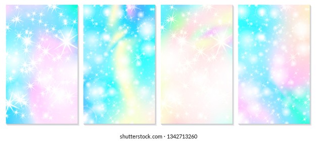 Rainbow mermaid background. Unicorn pattern. Christmas rainbow backdrop. Vector illustration.