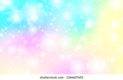 Rainbow mermaid background. Unicorn pattern. Color princess background. Christmas rainbow backdrop. Vector illustration.