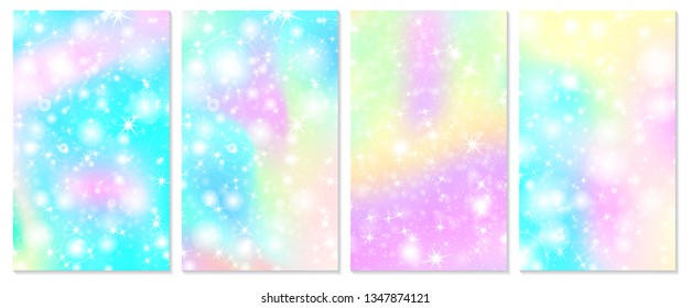 Rainbow mermaid background. Unicorn pattern. Christmas rainbow backdrop. Vector illustration.