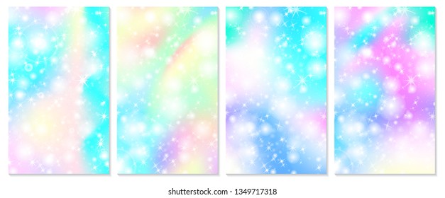 Rainbow mermaid background. Unicorn pattern. Christmas rainbow backdrop. Vector illustration.