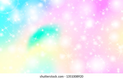 Rainbow mermaid background. Unicorn pattern. Color princess background. Christmas rainbow backdrop. Vector illustration.
