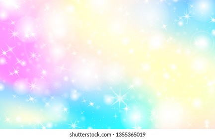 Rainbow mermaid background. Unicorn pattern. Color princess background. Christmas rainbow backdrop. Vector illustration.