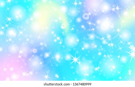 Rainbow mermaid background. Unicorn pattern. Color princess background. Christmas rainbow backdrop. Vector illustration.