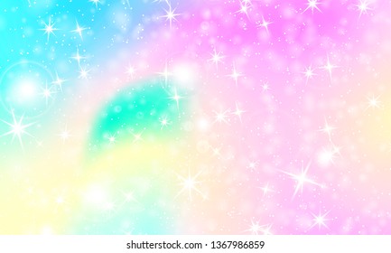Rainbow mermaid background. Unicorn pattern. Color princess background. Christmas rainbow backdrop. Vector illustration.