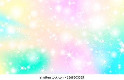 Rainbow mermaid background. Unicorn pattern. Color princess background. Christmas rainbow backdrop. Vector illustration.