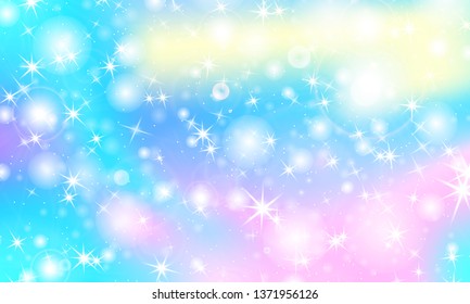 Rainbow mermaid background. Unicorn pattern. Color princess background. Christmas rainbow backdrop. Vector illustration.