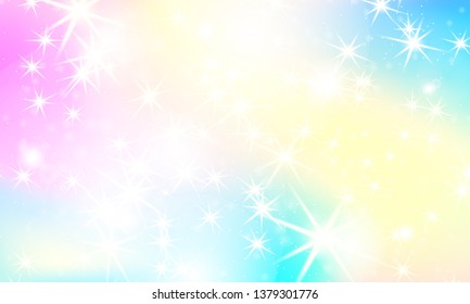 Rainbow mermaid background. Unicorn pattern. Color princess background. Christmas rainbow backdrop. Vector illustration.