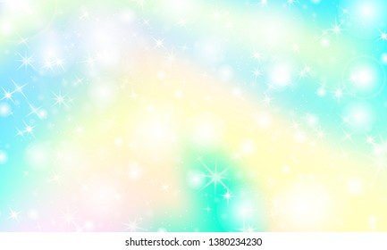 Rainbow mermaid background. Unicorn pattern. Color princess background. Christmas rainbow backdrop. Vector illustration.