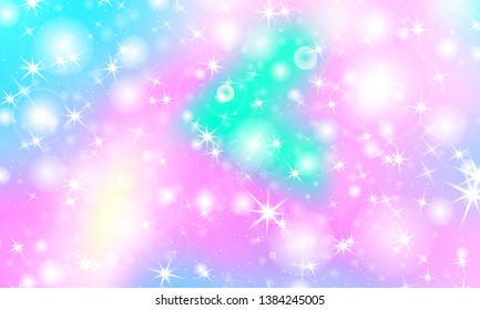 Rainbow mermaid background. Unicorn pattern. Color princess background. Christmas rainbow backdrop. Vector illustration.
