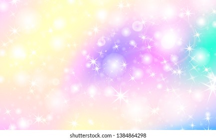 Rainbow mermaid background. Unicorn pattern. Color princess background. Christmas rainbow backdrop. Vector illustration.