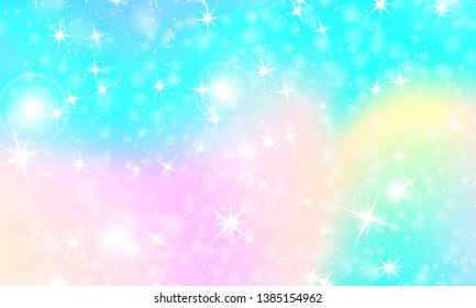 Rainbow mermaid background. Unicorn pattern. Color princess background. Christmas rainbow backdrop. Vector illustration.