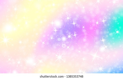 Rainbow mermaid background. Unicorn pattern. Color princess background. Christmas rainbow backdrop. Vector illustration.