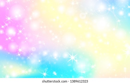 Rainbow mermaid background. Unicorn pattern. Color princess background. Christmas rainbow backdrop. Vector illustration.