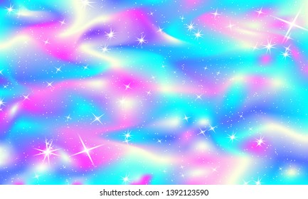 Rainbow mermaid background. Unicorn pattern. Color princess background. Christmas rainbow backdrop. Vector illustration.