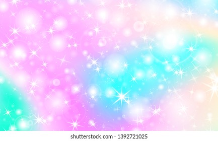 Rainbow mermaid background. Unicorn pattern. Color princess background. Christmas rainbow backdrop. Vector illustration.