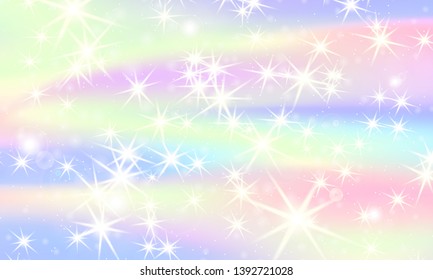 Rainbow mermaid background. Unicorn pattern. Color princess background. Christmas rainbow backdrop. Vector illustration.