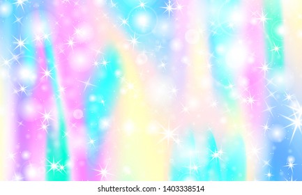 Rainbow mermaid background. Unicorn pattern. Color princess background. Christmas rainbow backdrop. Vector illustration.