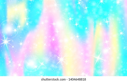 Rainbow mermaid background. Unicorn pattern. Color princess background. Christmas rainbow backdrop. Vector illustration.