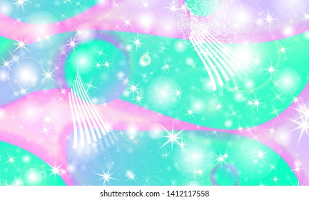 Rainbow mermaid background. Unicorn pattern. Vector illustration.