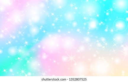 Rainbow mermaid style background. Color princess style rainbow backdrop. Vector illustration.