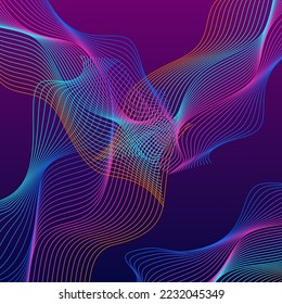 Rainbow Mesh Background Violet Vector. Surface Backdrop. Multicolored Curve Noise. Spiritual Wave Texture. Colorful Fiction.