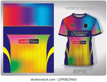 rainbow metal floor pattern design, illustration, textile background for sports t-shirt, football jersey shirt mockup for football club. consistent front view