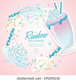 Rainbow Milkshake in Cocktail Jar : Vector Illustration