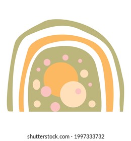 Arcoiris en un estilo minimalista. Boho. Una interesante combinación de verde y naranja. Para la decoración de las paredes de las habitaciones para niños, póster de impresión infantil, diseño de camisetas