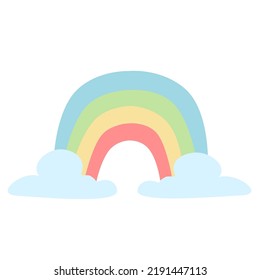 Rainbow minimalistische Vektorgrafik mit weißem Hintergrund.