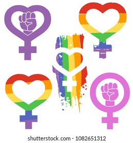 Rainbow mirror of venus symbol. Vector collection