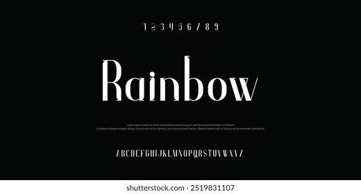 Rainbow Modern Condensed Font. Alphabet, italic ,Uppercase Typography urban style condensed fonts for fashion, sport, technology, digital, music, movie, logo design, vector illustration