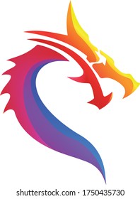 Rainbow modern dragon design, digital monster vector