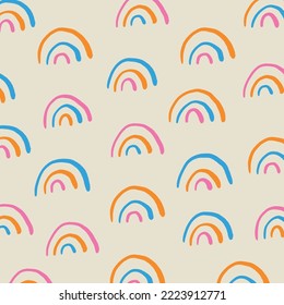 Rainbow Modern line Hand drawing pattern. Vector.