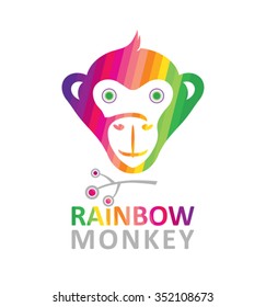 Rainbow monkey face - vector illustration.
Bright template for design.