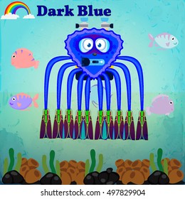 Rainbow Monsters card Dark Blue "Spider diver"