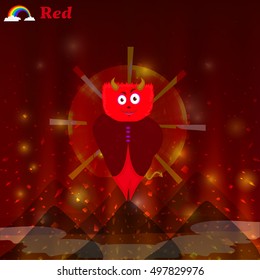 Rainbow Monsters card red "Devil"