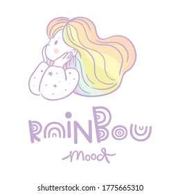 Rainbow mood, teenager dreamer girl