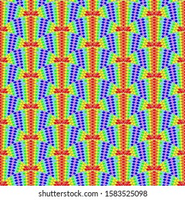 Rainbow mosaic composed of small squares.  Seamless pattern . Color vector illustration.