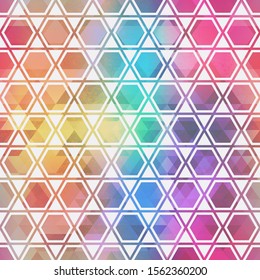 Rainbow mosaic vector seamless pattern.