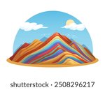 Rainbow Mountain Peru Illustration Vector